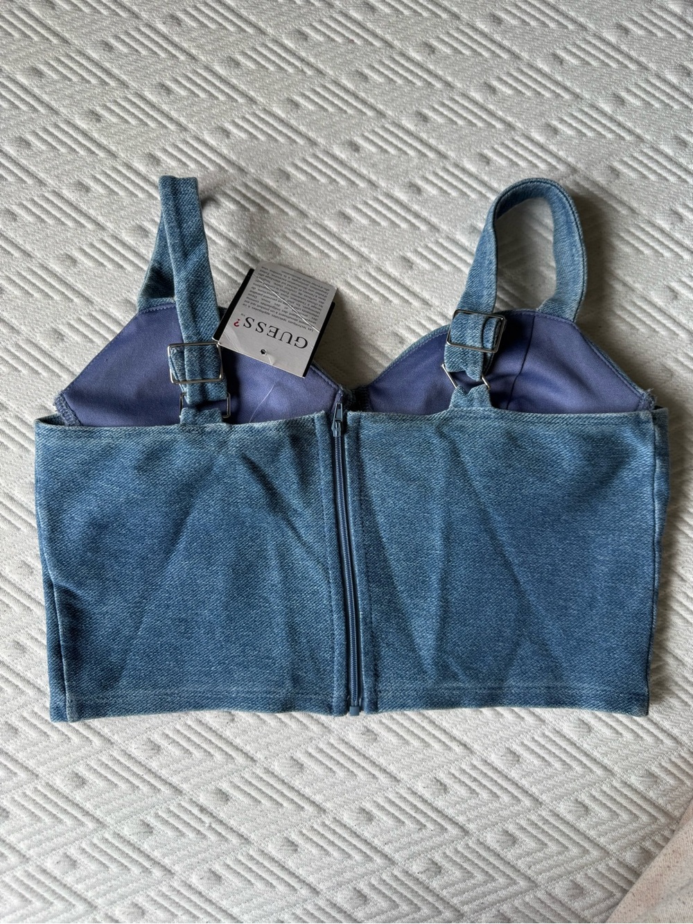 G by Guess Light Blue Denim Bustier Crop Top - Picture 5 of 5